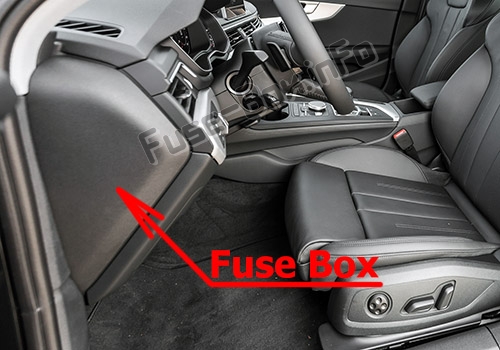 Die Position der Sicherungen im Fahrgastraum: Audi A4/S4 (B9/8W; 2017-2019...)