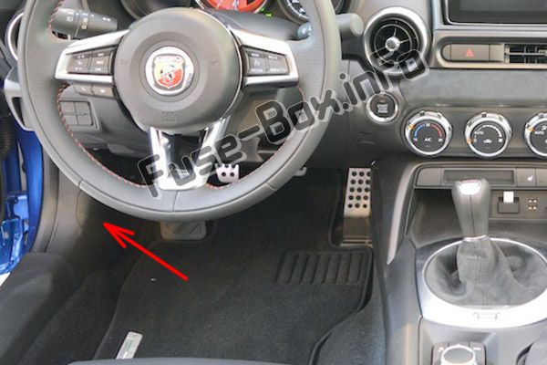 Die Position der Sicherungen im Fahrgastraum: Fiat 124 Spider (2016, 2017, 2018, 2019)