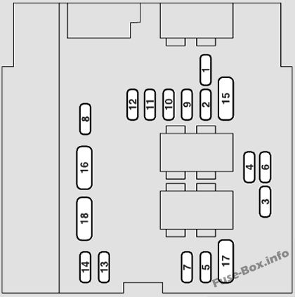 Diagramm des Sicherungskastens unter der Motorhaube: Fiat Ulysse II (2003, 2004, 2005, 2006, 2007, 2008, 2009, 2010)