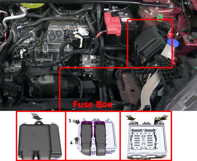 Die Position der Sicherungen im Fach unter der Motorhaube: Ford Mustang Mach-E (2021)