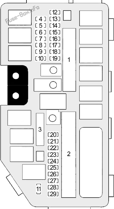 Diagramm des Sicherungskastens unter der Motorhaube: Honda CR-V (2012, 2013, 2014)