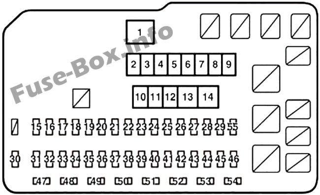Diagramm des Sicherungskastens unter der Motorhaube: Lexus RX 350 (2010, 2011, 2012, 2013, 2014, 2015)