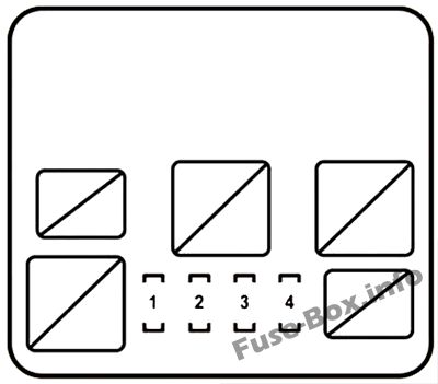 Diagramm des Sicherungskastens Nr. 1 unter der Motorhaube: Lexus RX 450h (2010, 2011, 2012, 2013, 2014, 2015)
