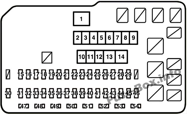 Diagramm des Sicherungskastens Nr. 2 unter der Motorhaube: Lexus RX 450h (2010, 2011, 2012)