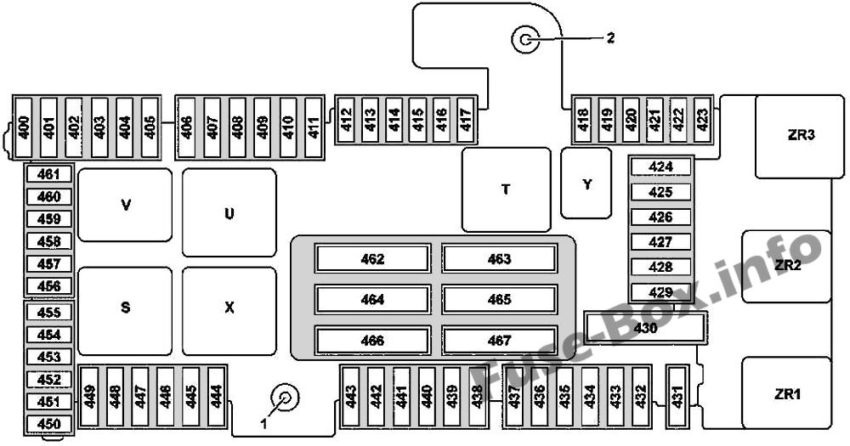 Diagramm des Kofferraum-Sicherungskastens (Version 2): Mercedes-Benz GLC-Klasse (2015-2019-..)