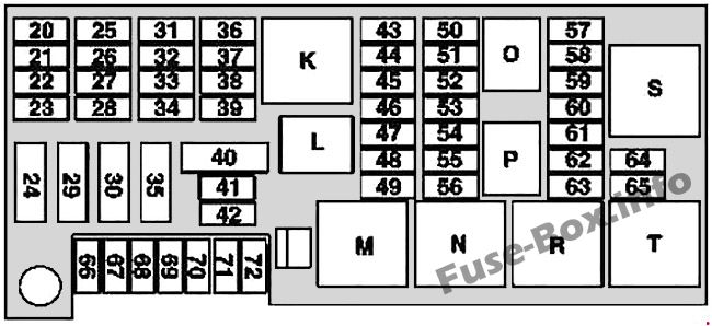 Diagramm des Kofferraum-Sicherungskastens (bis 31.05.2006): Mercedes-Benz R-Klasse (2005-2013)