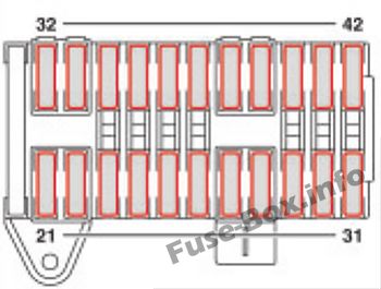 Diagramm des Sicherungskastens unter der Motorhaube (F35): Mercedes-Benz Vito / Viano (2004-2010)