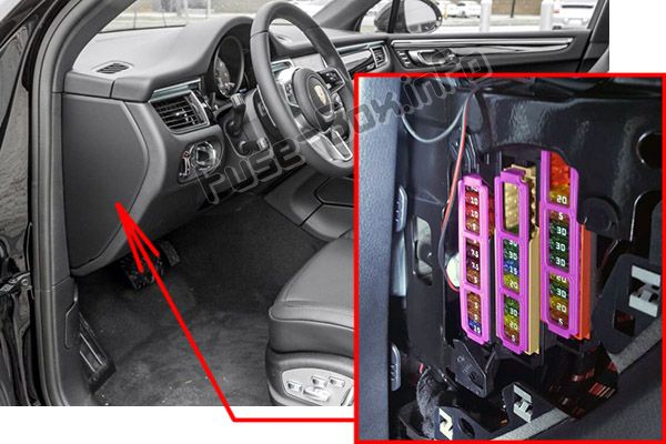Die Position der Sicherungen im Fahrgastraum: Porsche Macan (2014-2018)