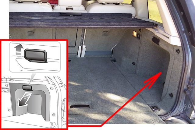 Die Position der Sicherungen im Kofferraum: Range Rover L322 (2002, 2003, 2004)