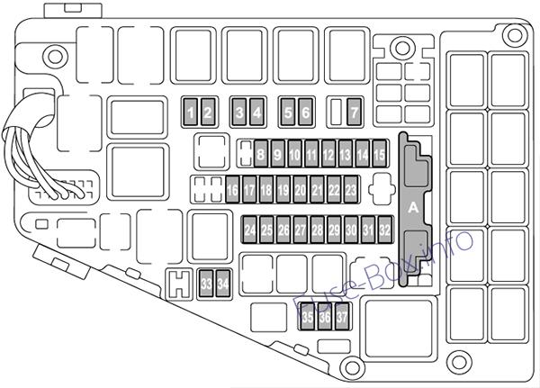 Diagramm des Sicherungskastens unter der Motorhaube: Subaru Outback (2015)