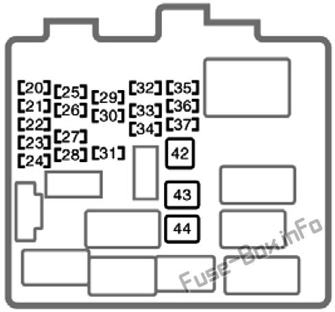 Diagramm des inneren Sicherungskastens: Toyota Camry (1997, 1998, 1999, 2000, 2001)