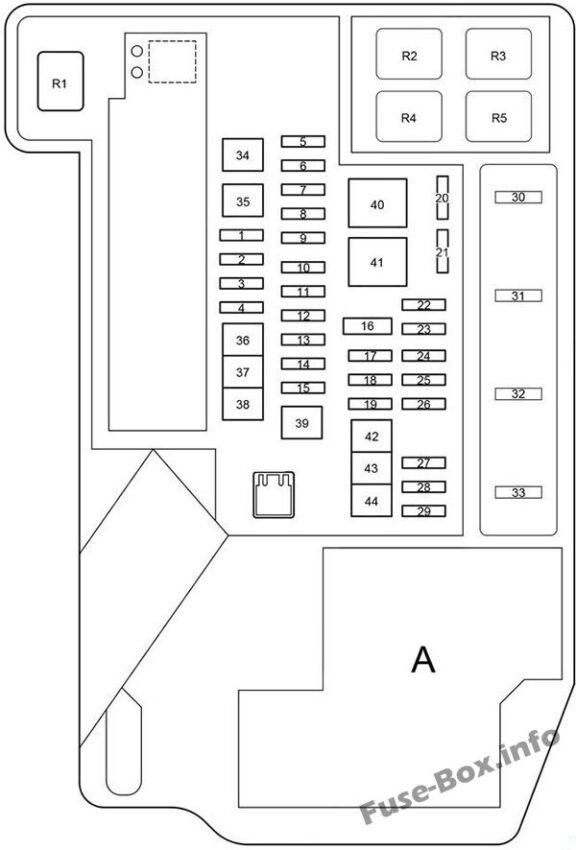 Diagramm des Sicherungskastens unter der Motorhaube: Toyota Prius V / Prius+ / Prius α (2012-2018)