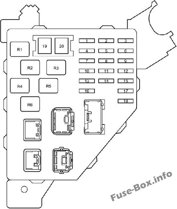 Diagramm des Sicherungskastens der Instrumententafel: Toyota Prius (2000, 2001, 2002, 2003)