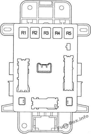 Diagramm des Sicherungskastens der Instrumententafel (Relais): Toyota RAV4 (2001, 2002, 2003, 2004, 2005)