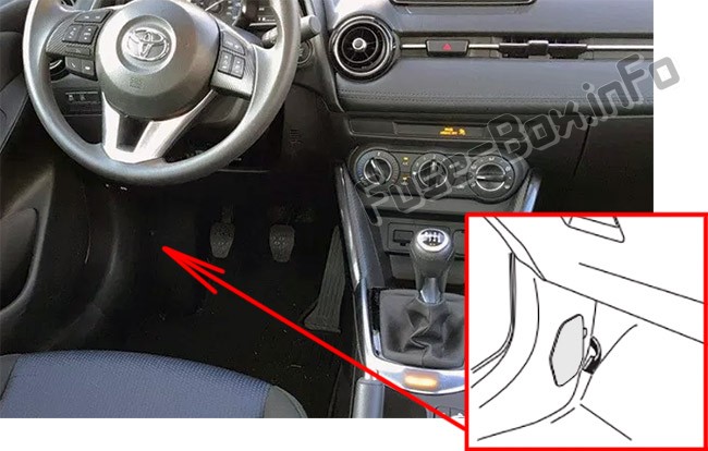 Die Position der Sicherungen im Fahrgastraum: Toyota Yaris iA / Scion iA (2015-2018-..)