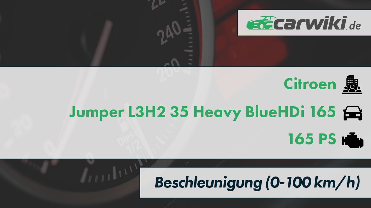 Citroen Jumper L3H2 35 Heavy BlueHDi 165 0-100 kmh Beschleunigung