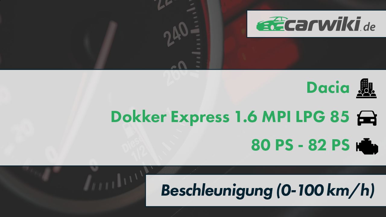Dacia Dokker Express 1.6 MPI LPG 85 0-100 kmh Beschleunigung