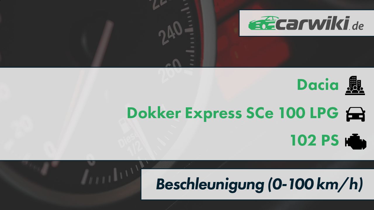 Dacia Dokker Express SCe 100 LPG 0-100 kmh Beschleunigung