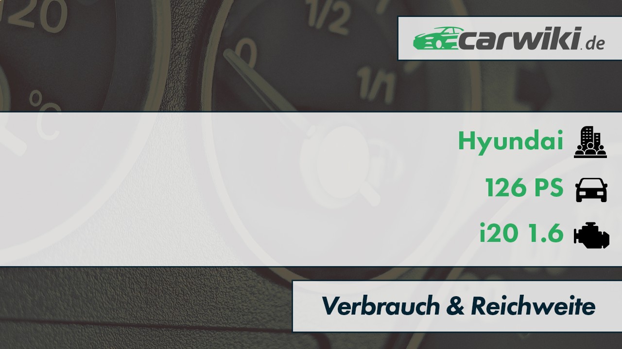 Hyundai i20 1.6 Verbrauch & Reichweite | 126 PS | Tabelle